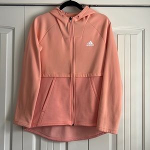 Adidas, peach/orange colored zip up